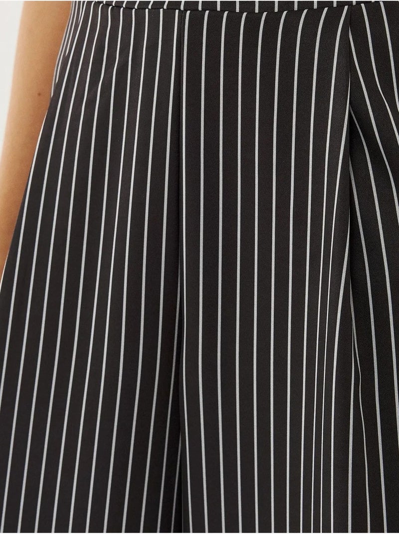 Pantalon large à rayures taille haute Noir - Kiabi