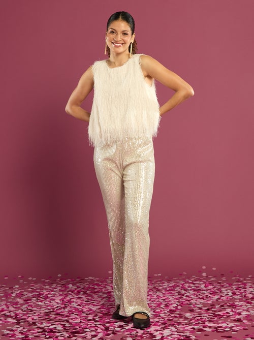 Pantalon large à sequins - Kiabi