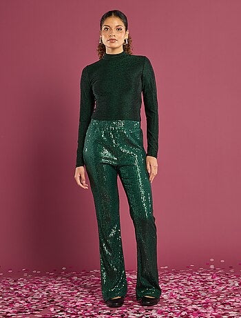 Pantalon large à sequins