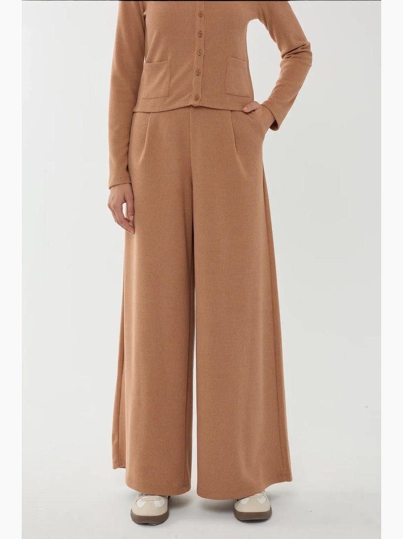 Pantalon large à taille élastique hiccup Marron - Kiabi