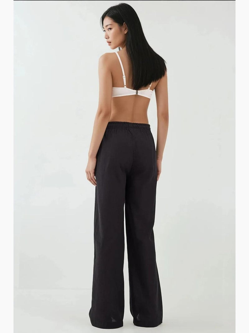 Pantalon large à taille élastique hiccup Noir - Kiabi