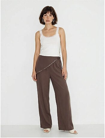 Pantalon large à taille élastique lucci
