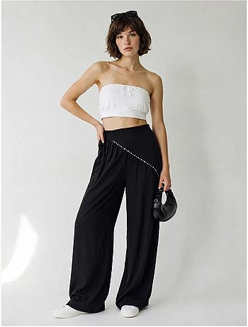Pantalon large à taille élastique lucci