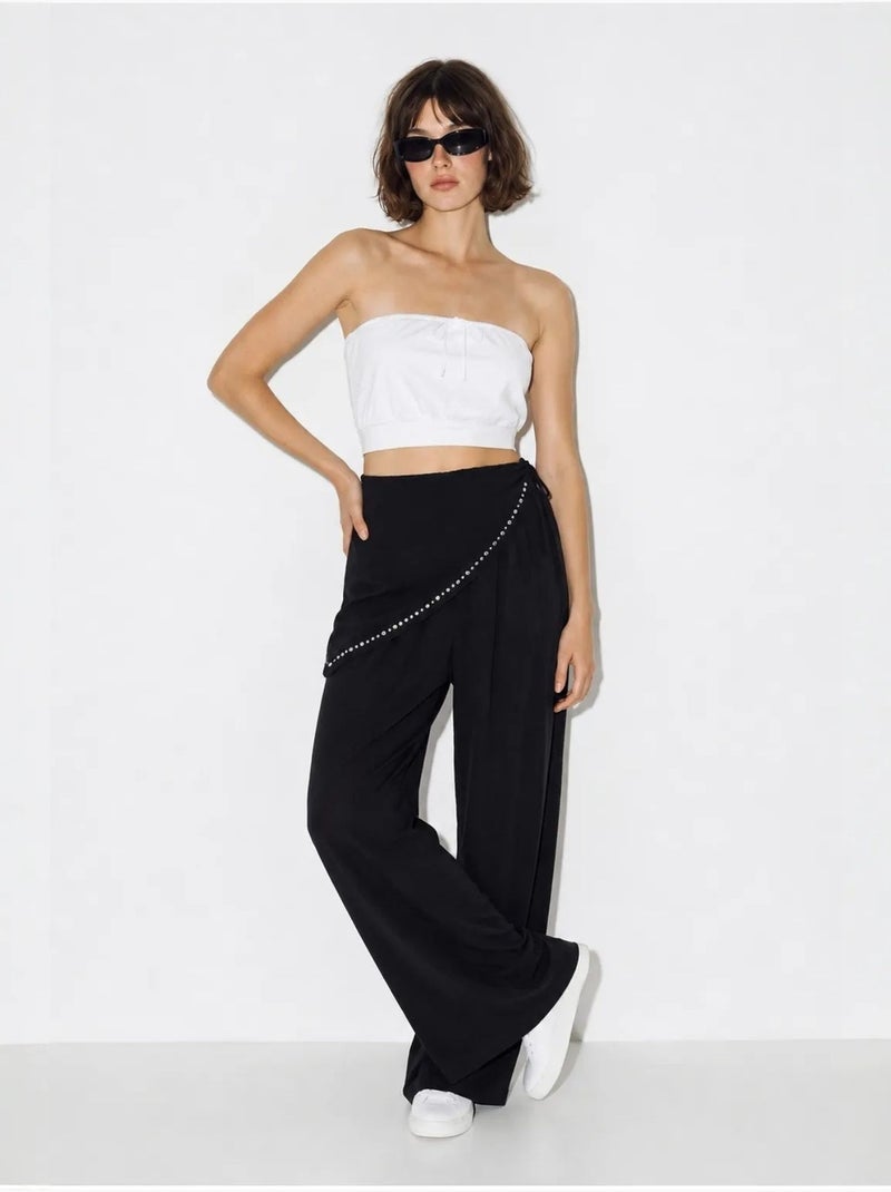 Pantalon large à taille élastique lucci Noir - Kiabi