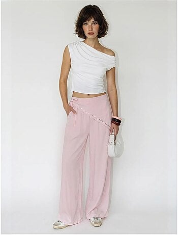 Pantalon large à taille élastique lucci