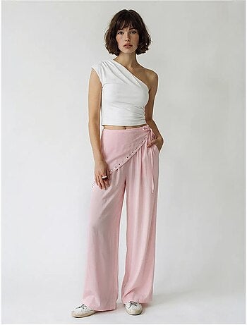 Pantalon large à taille élastique lucci