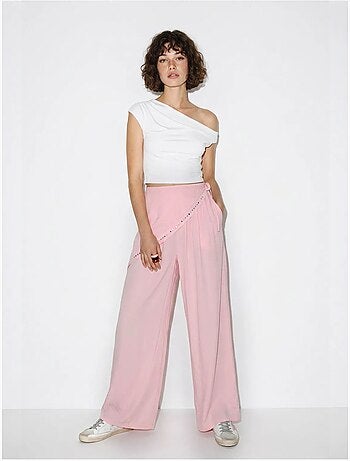Pantalon large à taille élastique lucci
