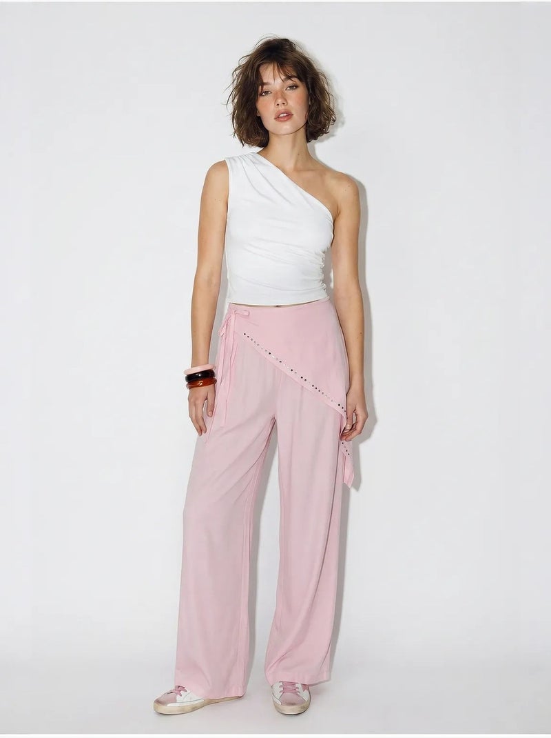 Pantalon large à taille élastique lucci Rose - Kiabi