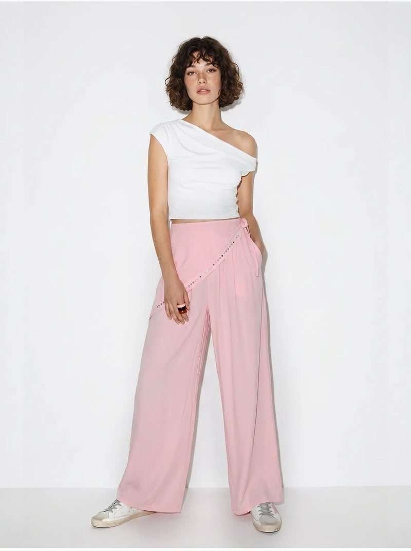 Pantalon large à taille élastique lucci Rose - Kiabi