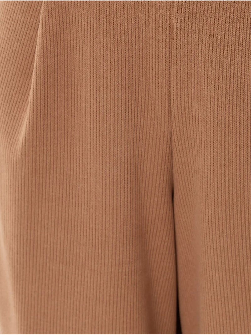 Pantalon large à taille élastique Marron - Kiabi