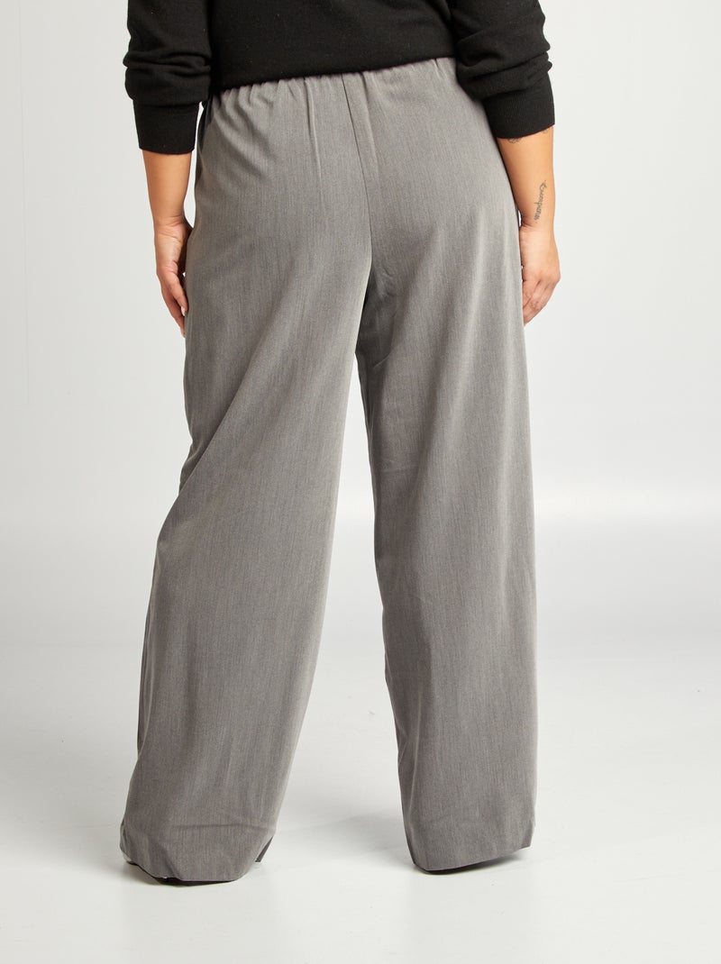 Pantalon large à taille élastiquée Gris - Kiabi