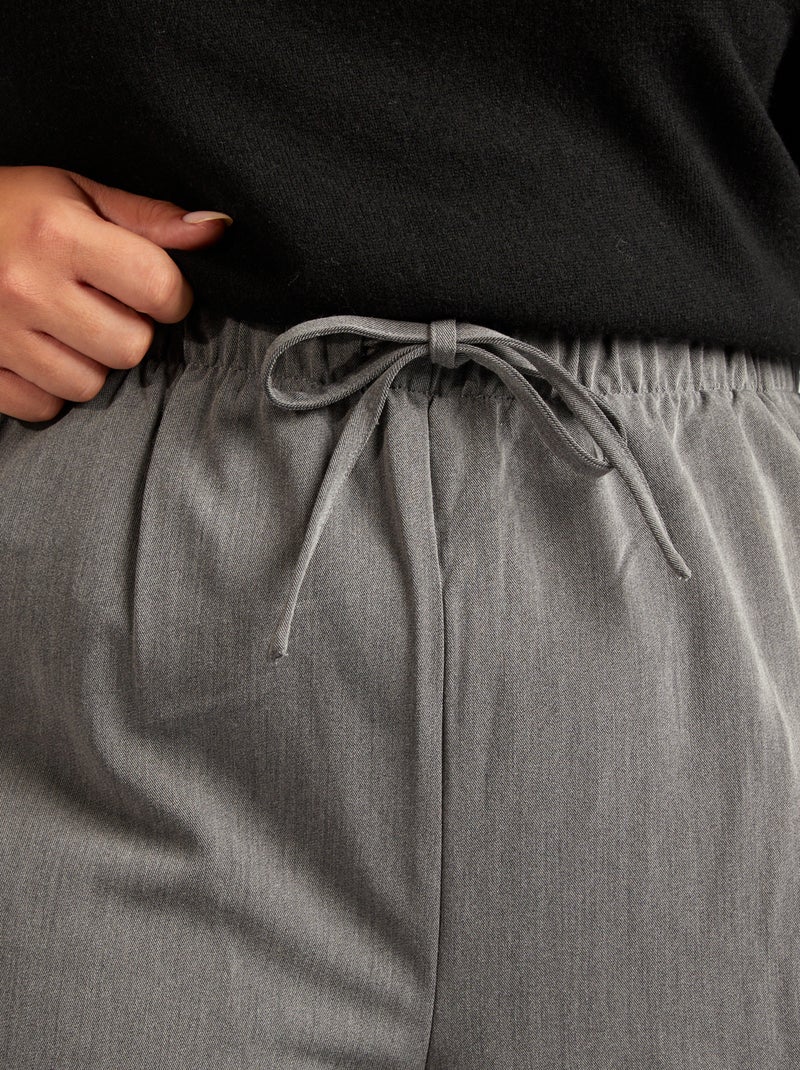 Pantalon large à taille élastiquée Gris - Kiabi
