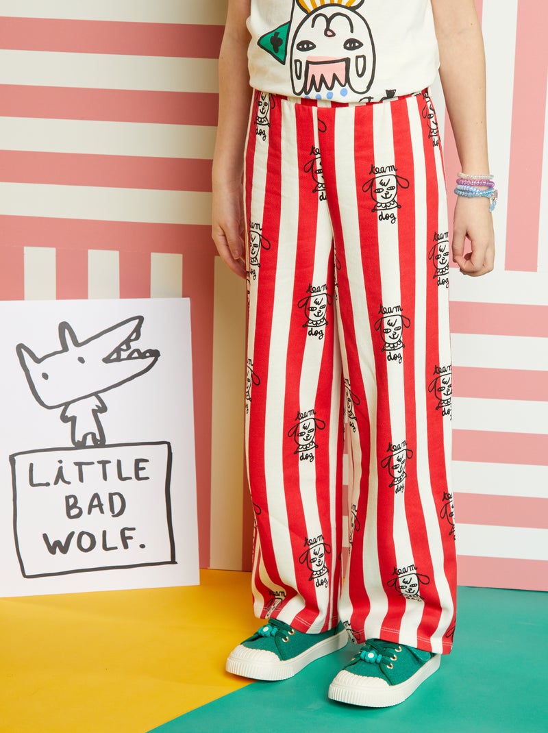 Pantalon large à taille élastiquée X Little Bad Wolf Rouge/blanc - Kiabi