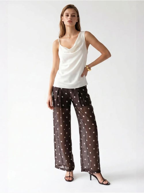 Pantalon large à taille haute à pois mixray - Kiabi Pantalon large à taille haute à pois mixray - Kiabi