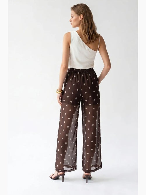 Pantalon large à taille haute à pois mixray - Kiabi Pantalon large à taille haute à pois mixray - Kiabi