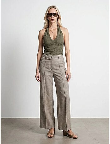Pantalon large à taille haute avec plis dilvin
