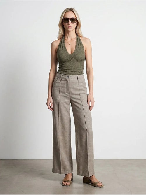 Pantalon large à taille haute avec plis dilvin - Kiabi Pantalon large à taille haute avec plis dilvin - Kiabi