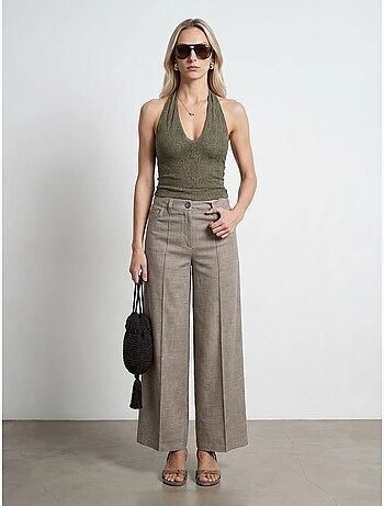 Pantalon large à taille haute avec plis dilvin