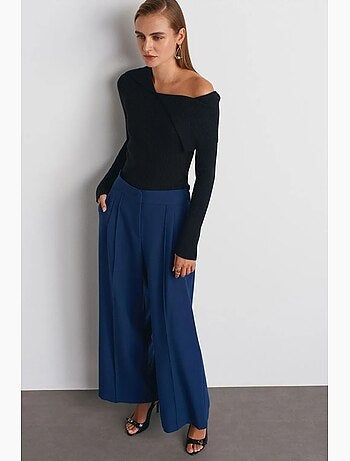 Pantalon large à taille haute avec plis dilvin