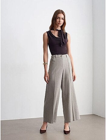 Pantalon large à taille haute avec plis dilvin