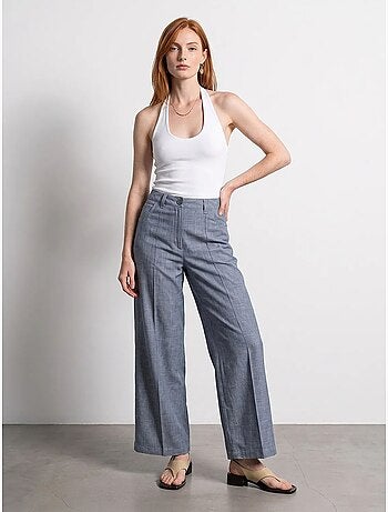 Pantalon large à taille haute avec plis dilvin