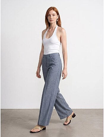 Pantalon large à taille haute avec plis dilvin