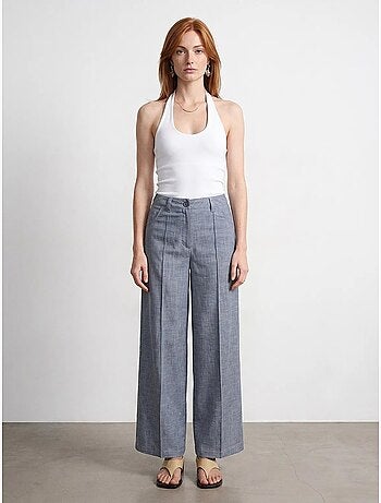 Pantalon large à taille haute avec plis dilvin