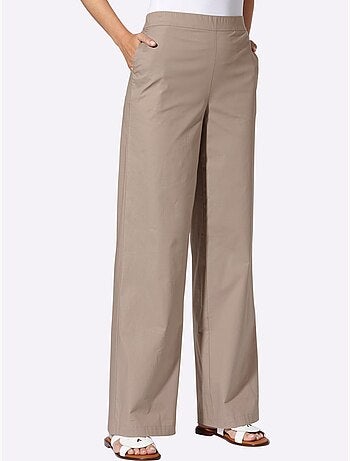 Pantalon large à taille haute avec poches et ceinture élastique - Taille standard - Helline