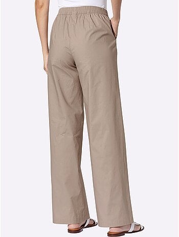 Pantalon large à taille haute avec poches et ceinture élastique - Taille standard - Helline