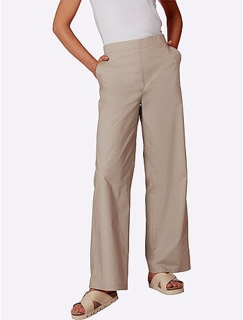 Pantalon large à taille haute avec poches et ceinture élastique - Taille standard - Helline