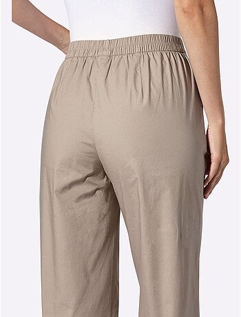 Pantalon large à taille haute avec poches et ceinture élastique - Taille standard - Helline