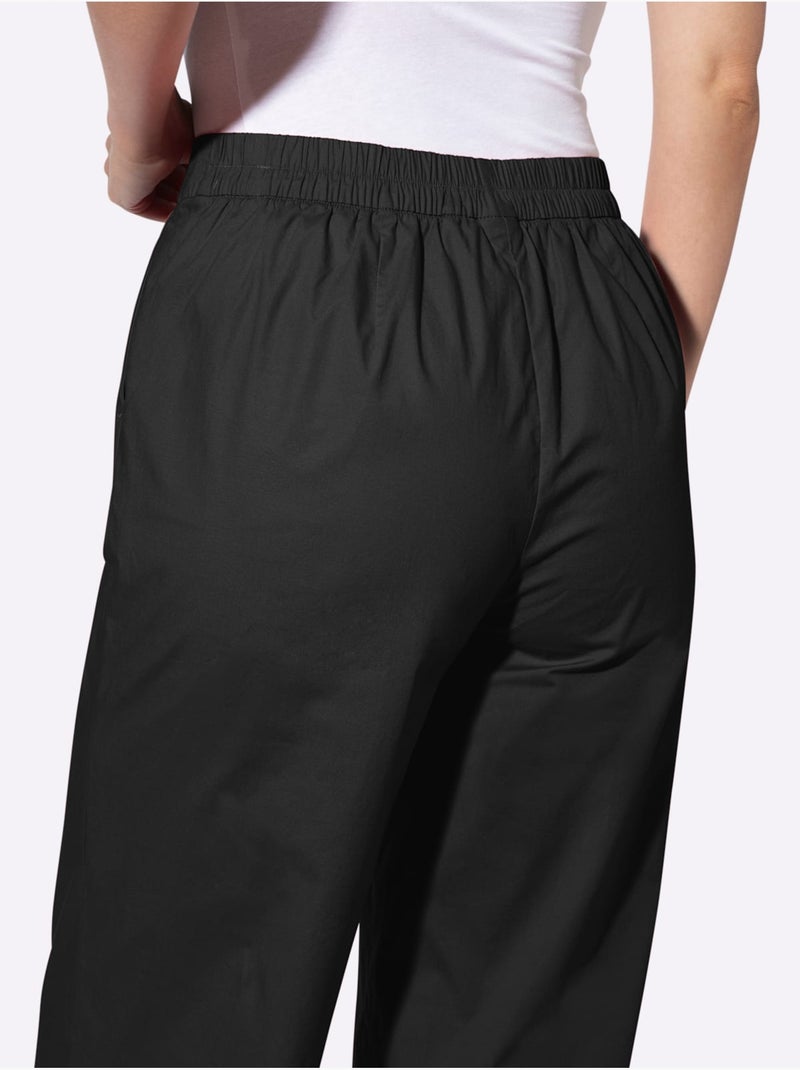 Pantalon large à taille haute avec poches et ceinture élastique - Taille standard - Helline Noir - Kiabi