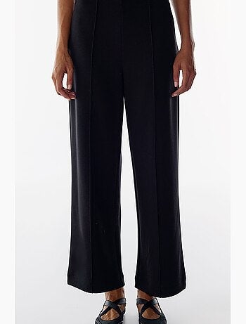 Pantalon large à taille haute côtelée penti