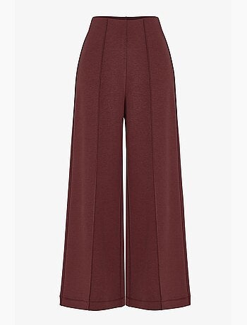 Pantalon large à taille haute côtelée penti