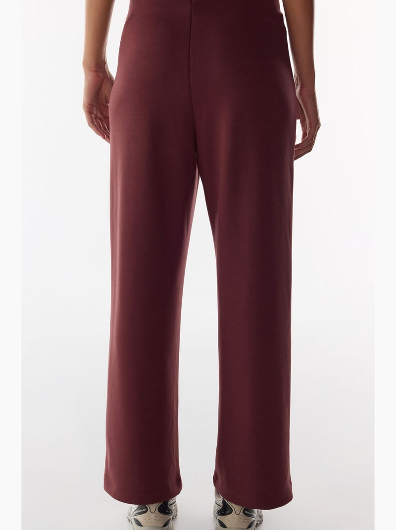 Pantalon large à taille haute côtelée penti Rouge bordeaux - Kiabi