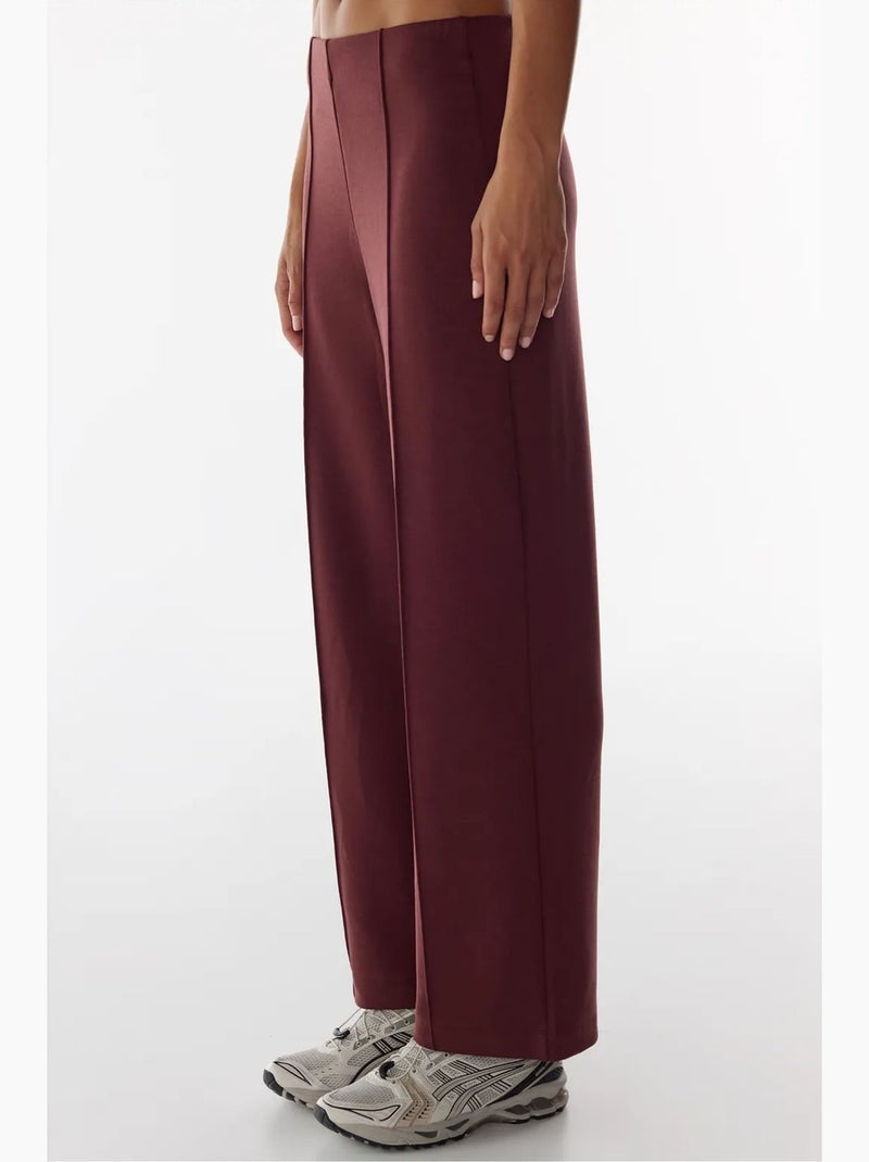 Pantalon large à taille haute côtelée penti Rouge bordeaux - Kiabi