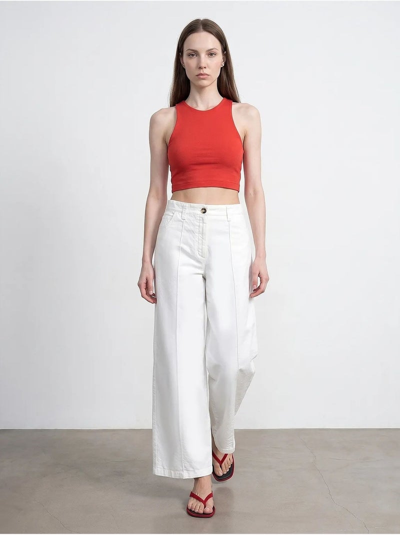 Pantalon large à taille haute dilvin Blanc - Kiabi