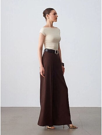 Pantalon large à taille haute et plis dilvin