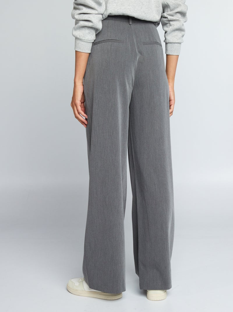 Pantalon large à taille haute Gris - Kiabi