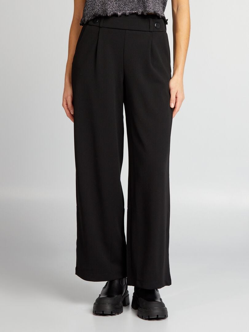 Pantalon Élégant Haute Taille Brillant Large Jambe