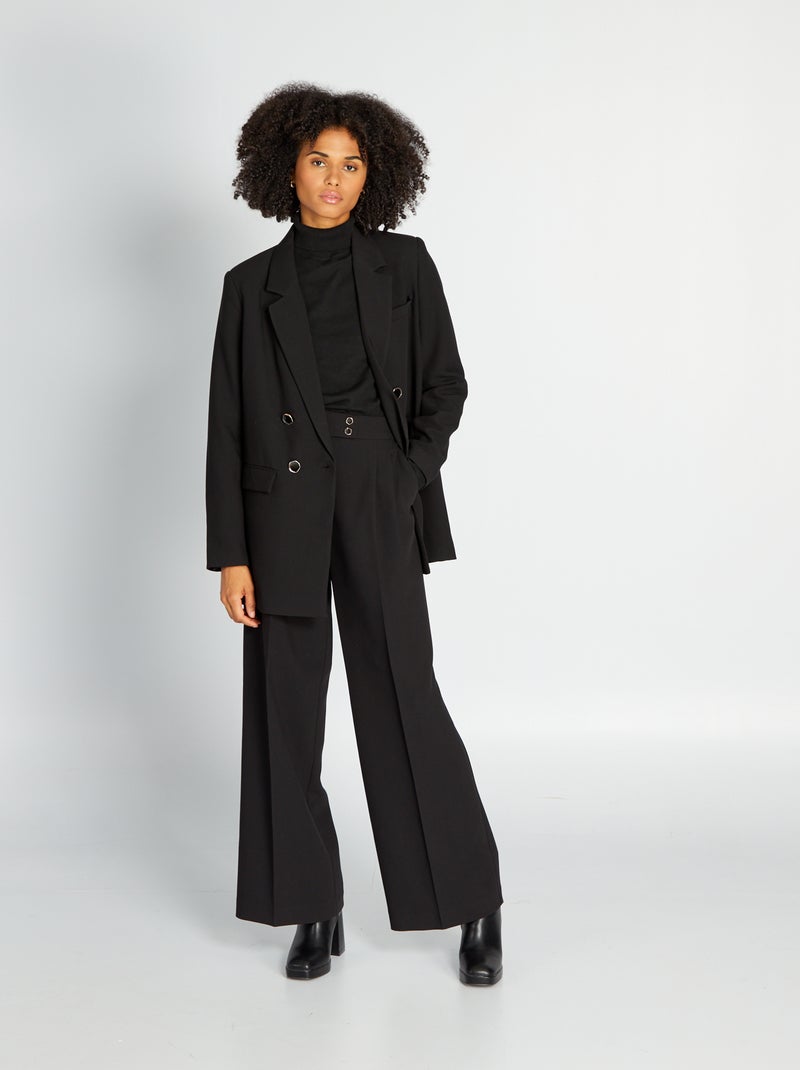 Pantalon large à taille haute noir Kiabi