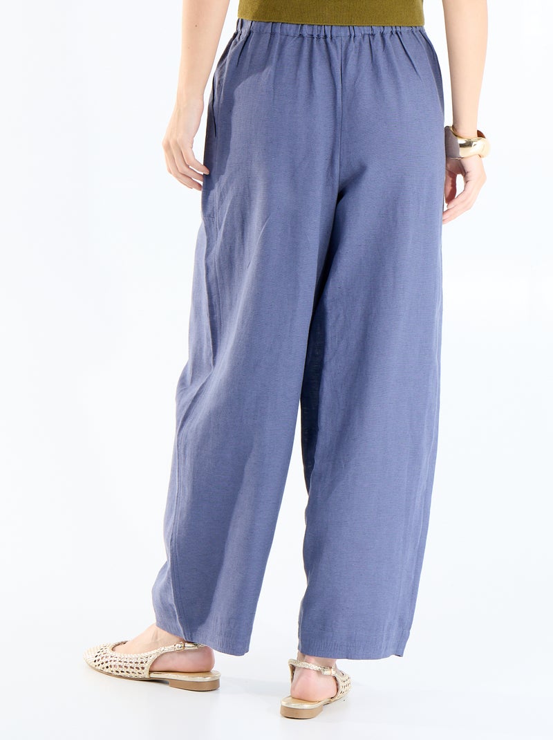 Pantalon large à taille haute pour femme Bleu - Kiabi