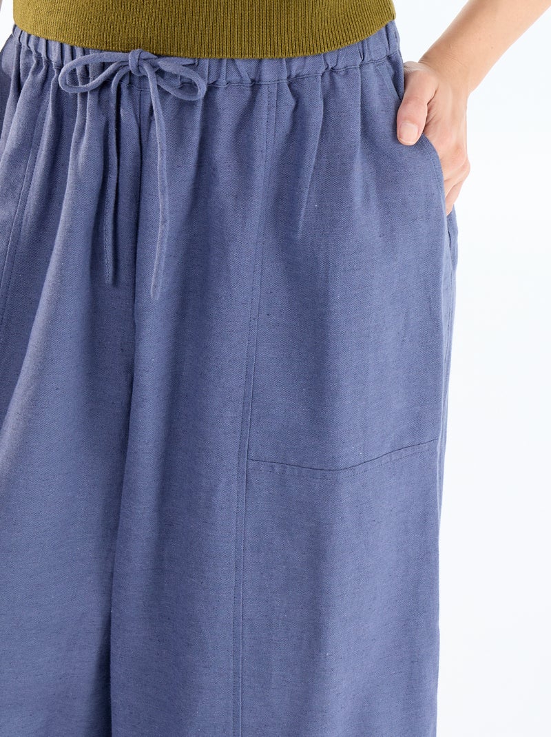 Pantalon large à taille haute pour femme Bleu - Kiabi