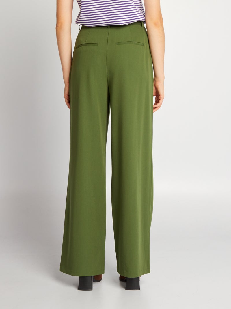 Pantalon large à taille haute Vert - Kiabi
