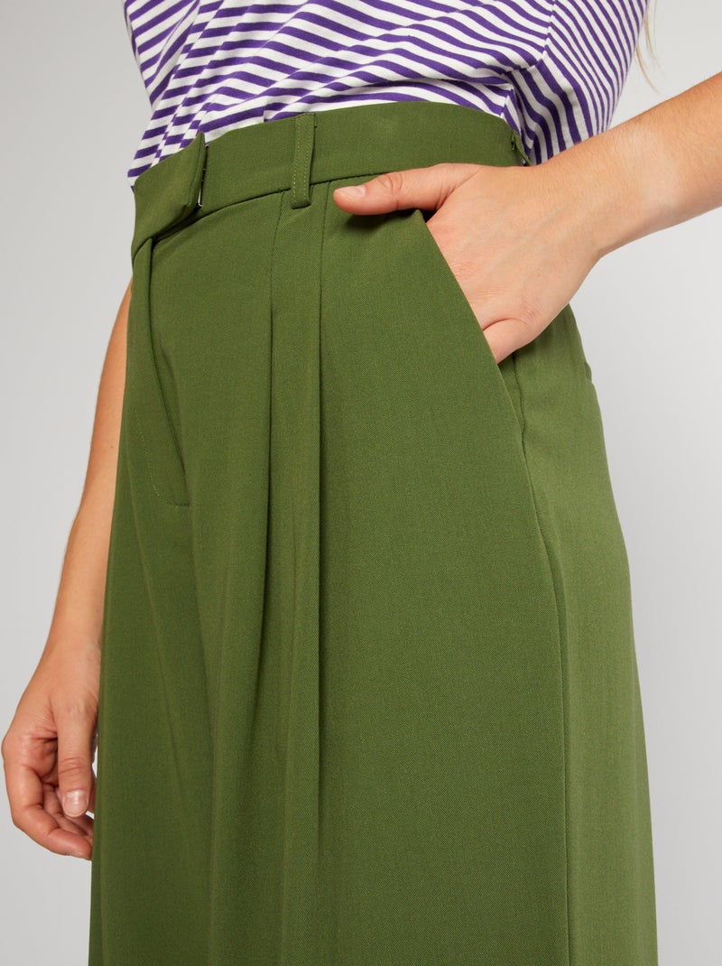 Pantalon large à taille haute Vert - Kiabi
