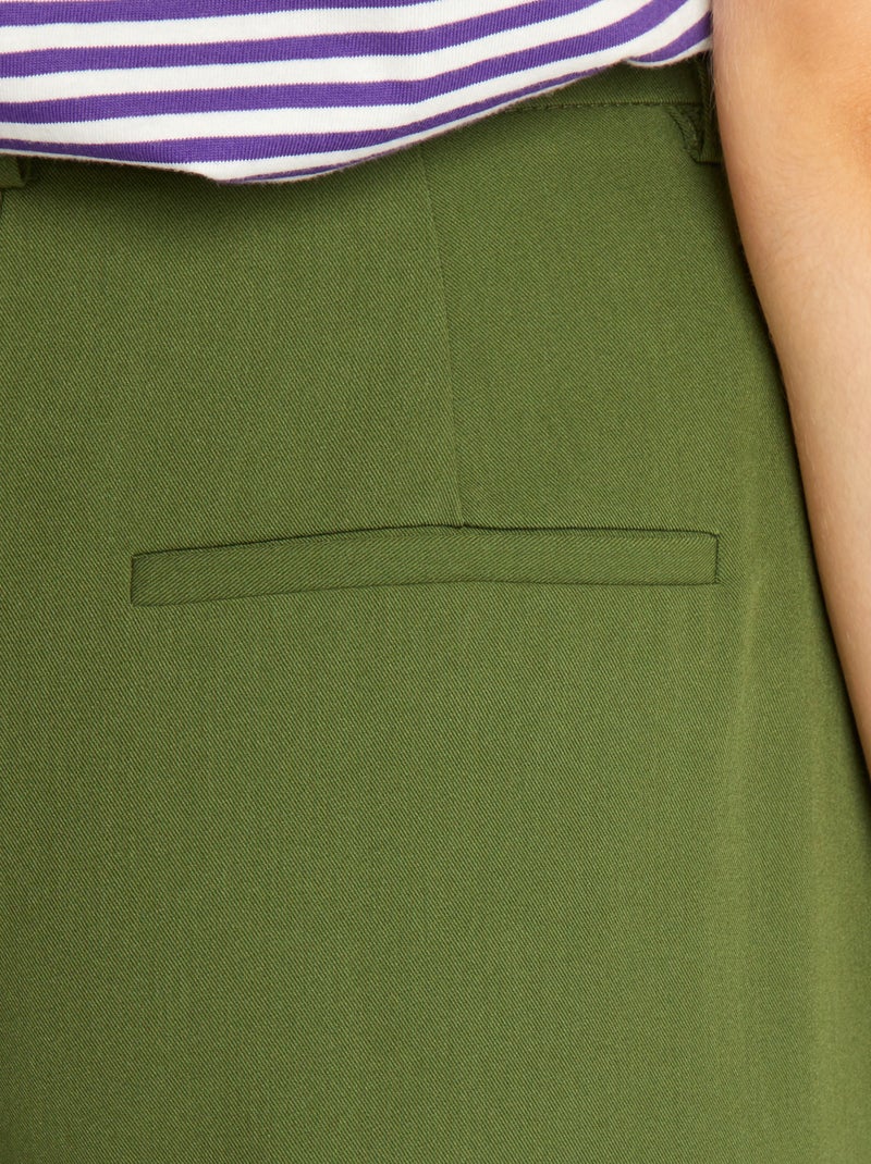 Pantalon large à taille haute Vert - Kiabi