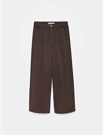 Pantalon large à taille mi-haute et plis dilvin