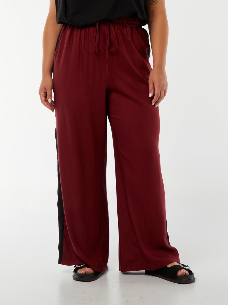 Pantalon large avec bandes contrastantes Rouge - Kiabi