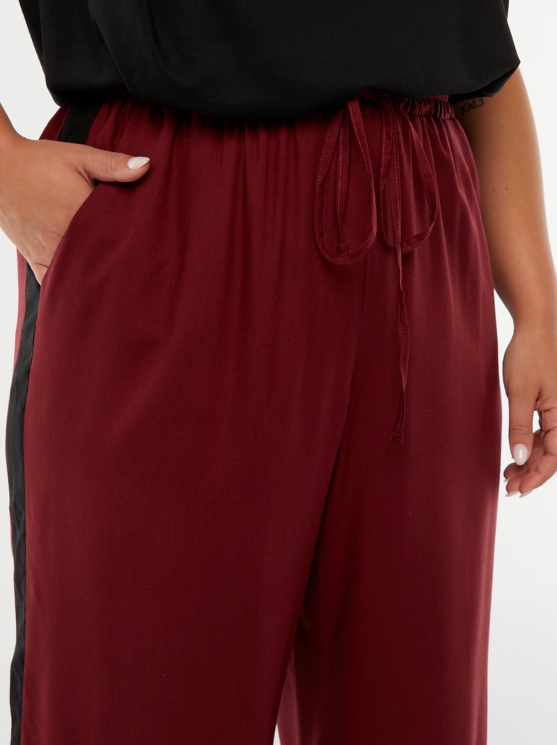 Pantalon large avec bandes contrastantes Rouge - Kiabi