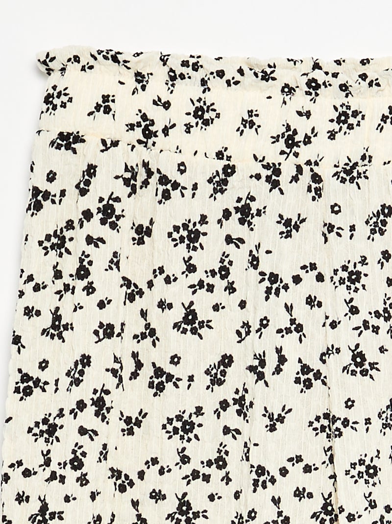 Pantalon large avec bas volantés Beige - Kiabi